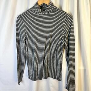 American Eagle Women’s Long Sleeve Soft And Sexy Striped T Shirt Turtleneck Sz L